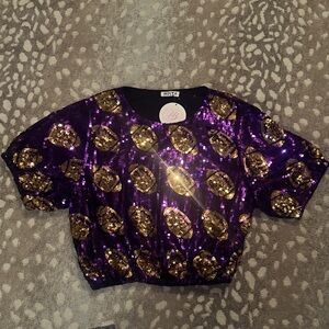 Purple and Gold Sequin Women's Top